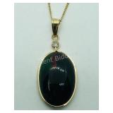 14K Yellow Gold, Black Opal (w10K Chain) Necklace