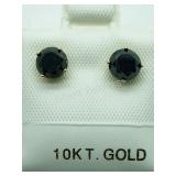 10K Yellow Gold, Black Diamond  Earrings