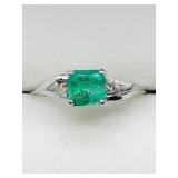 10K White Gold, Emerald (May Birthstone) Ring