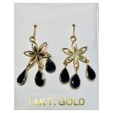 14KT Gold Blue Sapphires Earrings