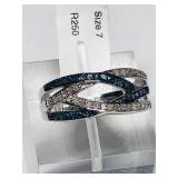 Sterling Silver Rhodium Plated Diamond Ring