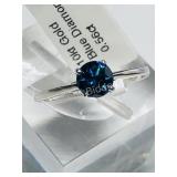 10KT Gold Blue Diamond Ring