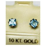 10KT Gold Blue Topaz Earrings