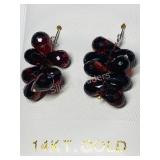 14KT Gold Garnet Earrings
