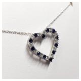 Sterling Silver, Created Sapphire Necklace