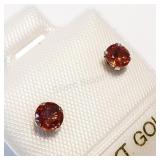10K Yellow Gold, Red Sapphire Earrings