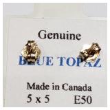 10K Yellow Gold, Blue Topaz Earrings