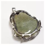 Sterling Silver, Natural Jade Pendant