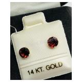 14K Yellow Gold, Garnet Earrings