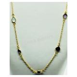 Gold-Plated Sterling Silver Necklace w Gemstones