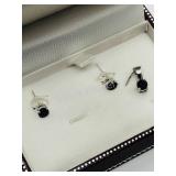 Sterling Silver, Sapphire Pendant & Earrings Set