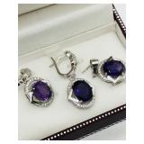 Sterling Silver, Amethyst Set