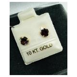 10K Yellow Gold, Garnet Earrings