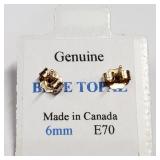 14K Yellow Gold, Blue Topaz Earrings