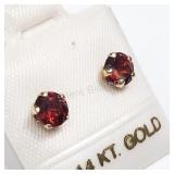 14K Yellow Gold, Garnet Earrings