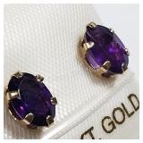 10K Yellow Gold, Amethyst Earrings