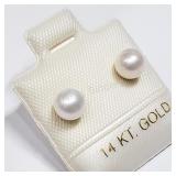 14K Yellow Gold, Cultured Pearl Earrings