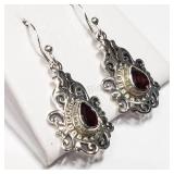 Sterling Silver, Garnet Earrings