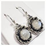 Sterling Silver, Moonstone Earrings