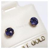 14K Yellow Gold, Iolite Earrings