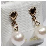10K Yellow Gold, Freshwater Pearl Earrings