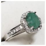 Sterling Silver, Emerald Ring