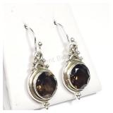 Sterling Silver, Smoky Quartz Earrings