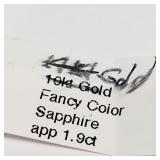 14K Yellow Gold, Fancy Color Sapphire Earrings