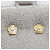 14K Yellow Gold, Mother Of Pearl Earrings