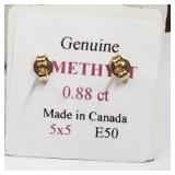 10K Yellow Gold, Amethyst Earrings