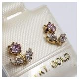 14K Yellow Gold, Cubic Zirconia Earrings