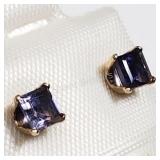 14K Yellow Gold, Iolite Earrings