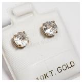 10K Yellow Gold, Cubic Zirconia Earrings