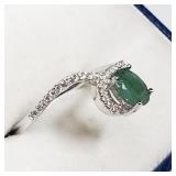 Sterling Silver, Emerald Ring
