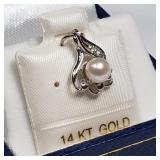 14K White Gold, Freshwater Pearl Pendant