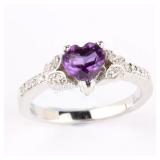 Sterling Silver, Amethyst Cubic Zirconia Ring