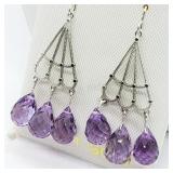 14K White Gold, Amethyst Earrings