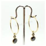 14K Yellow Gold, Black &White Diamond Earrings