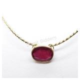 14K Yellow Gold, Natural Ruby Cord Necklace