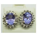 14K White Gold, Tanzanite Diamond Earrings