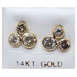 14K Yellow Gold, Champagne Diamond Earrings