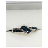 Sterling Silver, Blue Diamond White Diamond Ring