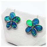 Sterling Silver, Opalite Cubic Zirconia Earrings