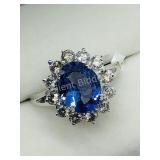 14K White Gold, Tanzanite Diamond Ring