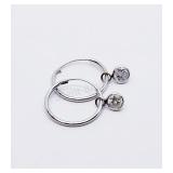 14K White Gold, Diamond Hoop Earrings