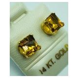 14K Yellow Gold, Citrine Earrings