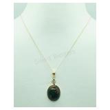 14K Yellow Gold, Black Opal Diamond Necklace