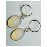 14K Yellow Gold, Diamond Opal Earrings
