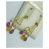 14K Yellow Gold, Sapphire Earrings