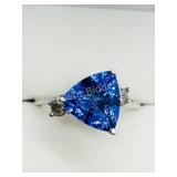 14K White Gold, Tanzanite Diamond Ring